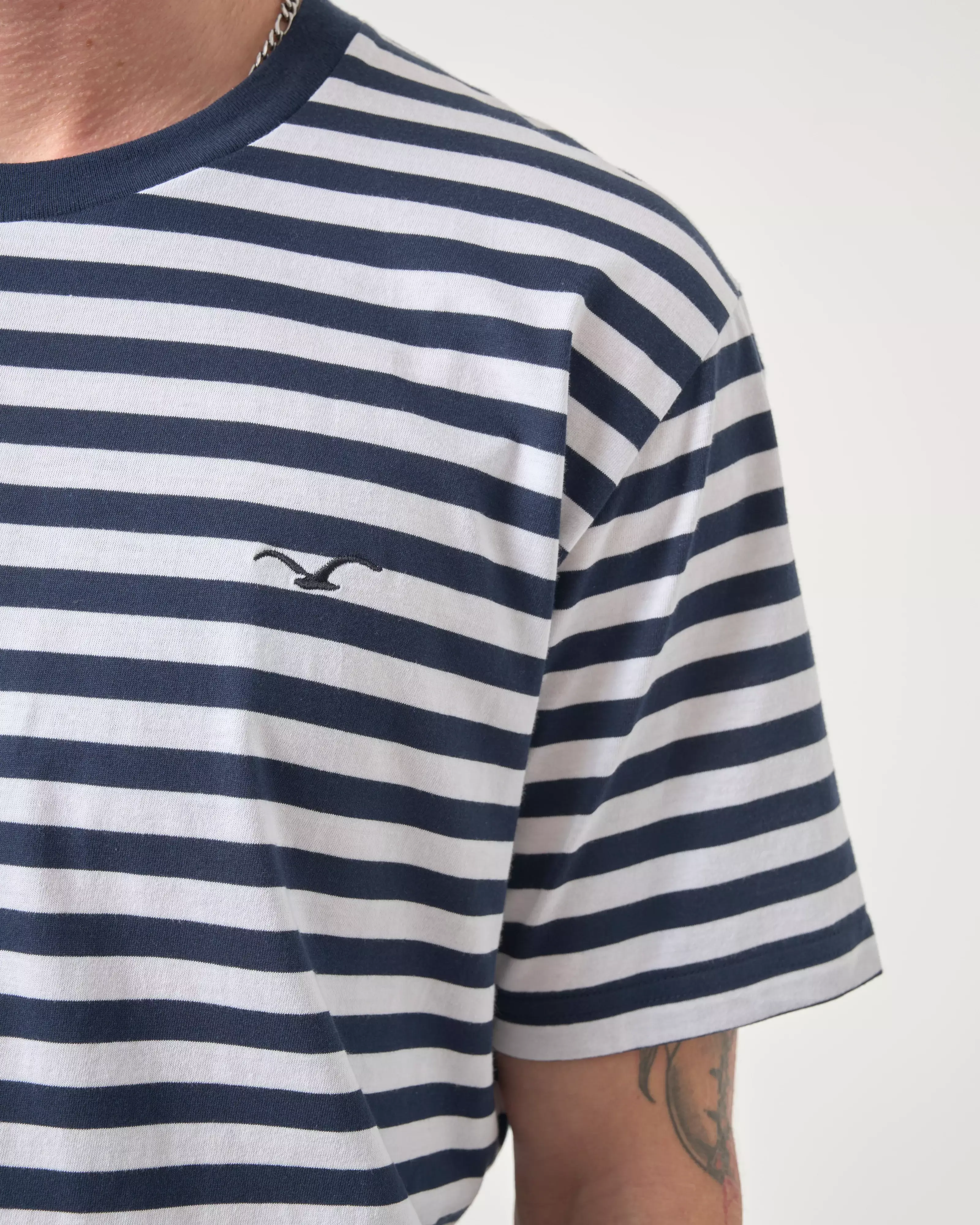 Cleptomanicx Basic Tee Ligull Stripe Regular Herren T-Shirt blau weiß